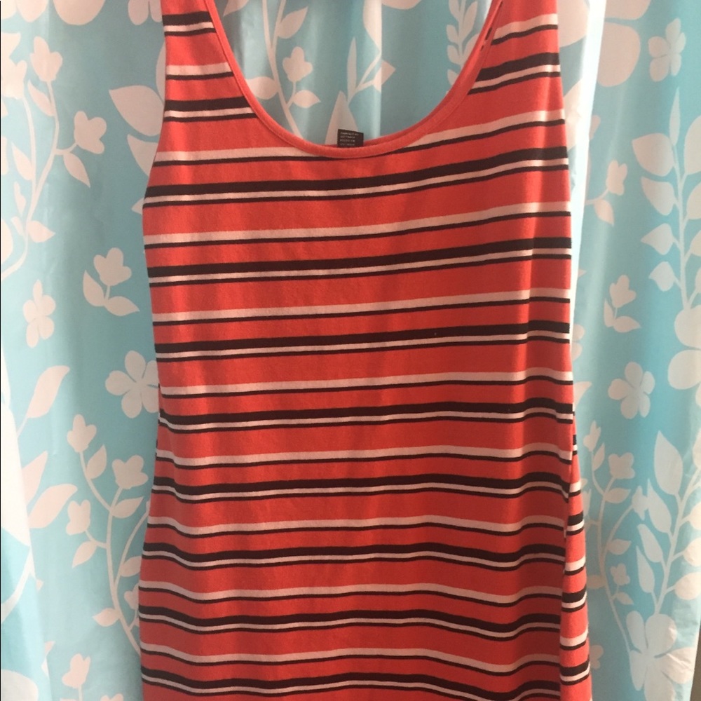 Orange 🍊 and Black striped dress 👗!!